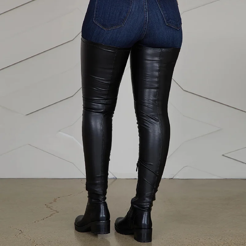 Womens Over Knee Elastic Boots