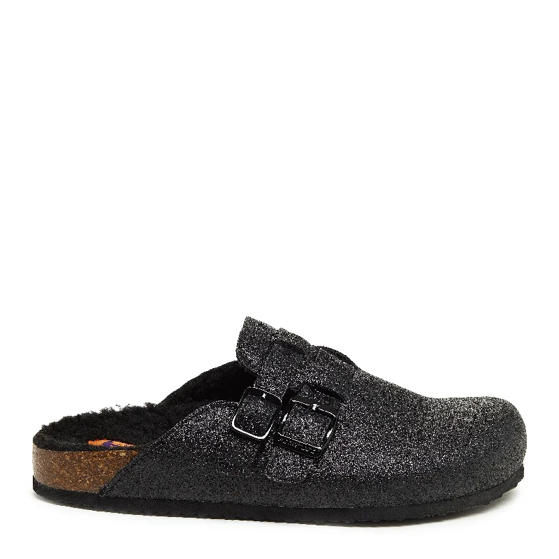 Abel Black Glitter Clogs