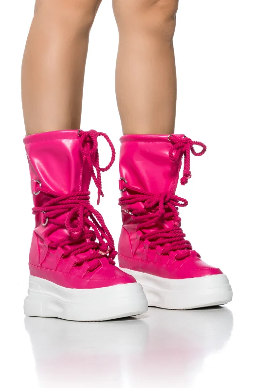 AZALEA WANG RANDOLPH LACE UP HIGH TOP SNEAKER IN FUCHSIA