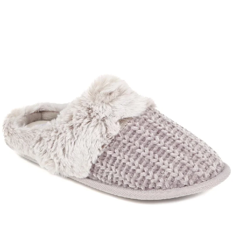 Faux Fur Lined Fleece Slippers - GALOP38001 / 324 485