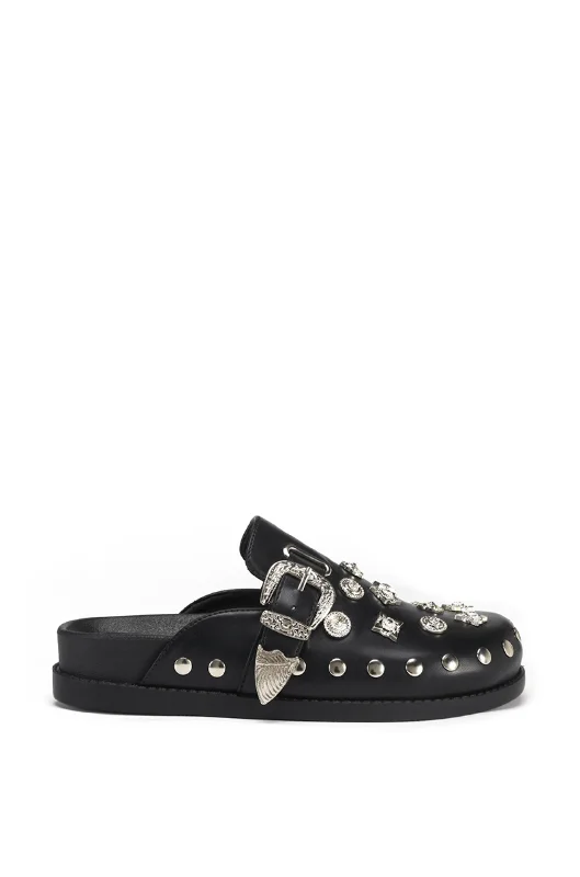 PRESSLEY-BLACK STUDDED FLAT CLOG