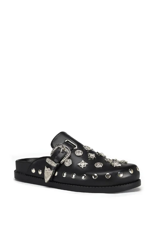 PRESSLEY-BLACK STUDDED FLAT CLOG