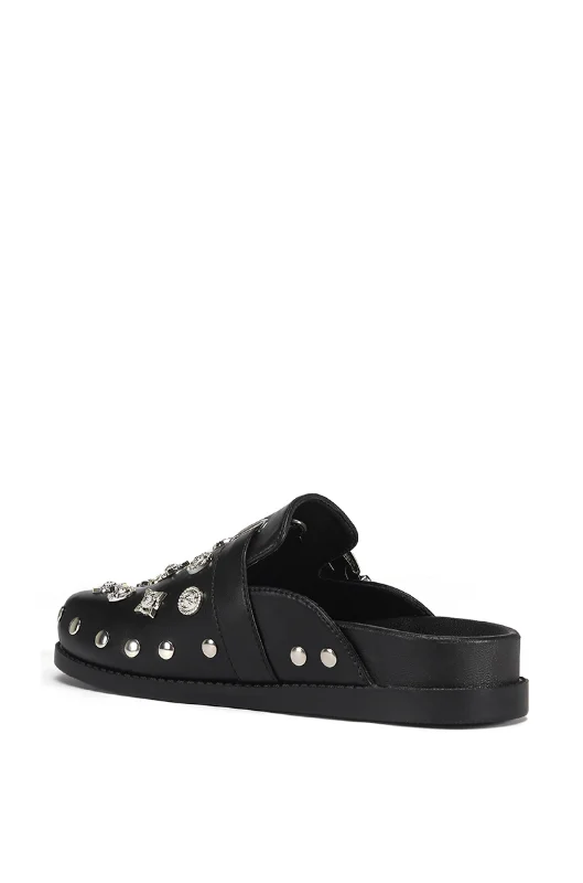 PRESSLEY-BLACK STUDDED FLAT CLOG