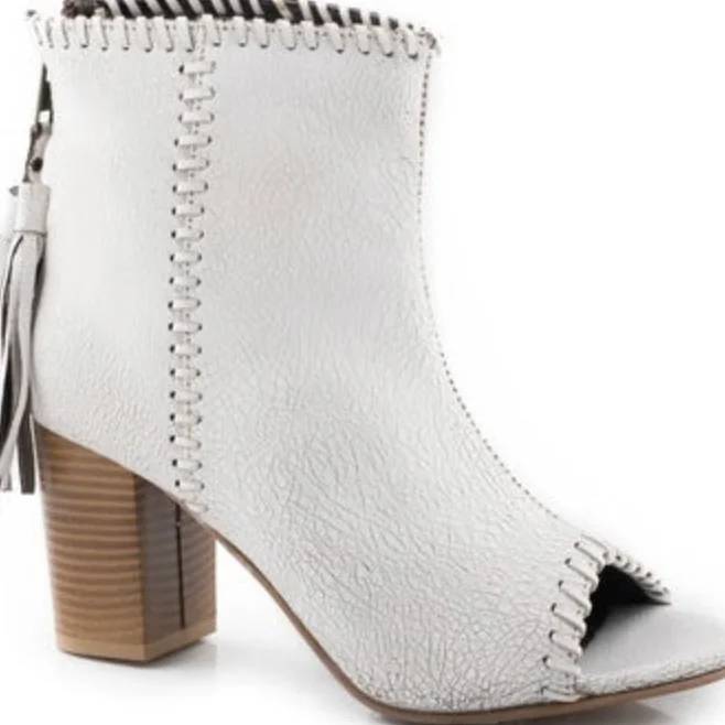 Roper Women's Betsy Open Toe White Bootie