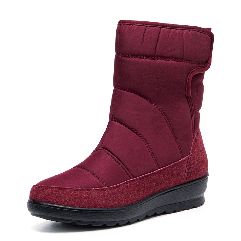 Women Casual Warm Lining Waterproof Hook Loop Short Calf Snow Boots