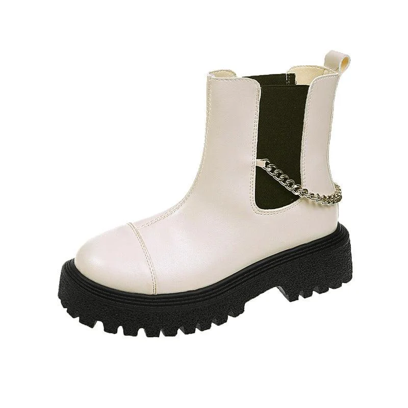 Women's New Chain Thick-soled Casual Short Boots