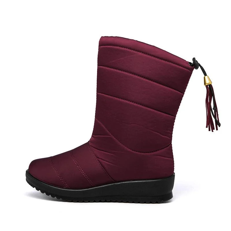 Women's snow boots slope with tassels waterproof and non-slip