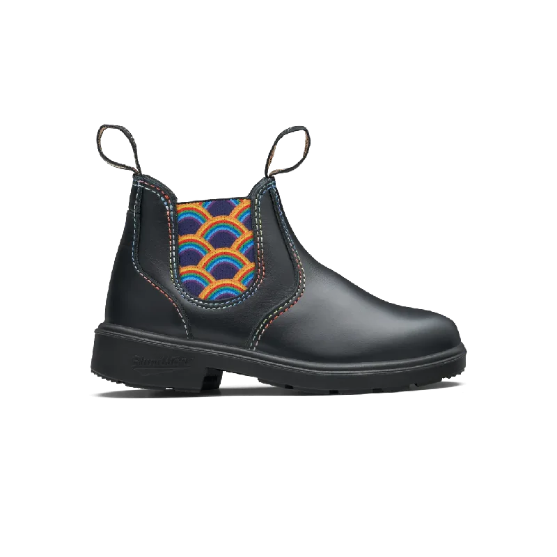 Blundstone Black With Rainbow Elastic Kids' Boot