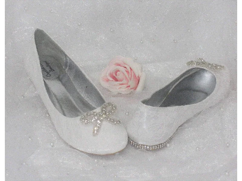 Bridal Wedding Custom Flat Shoes/ White Lace Wedding Shoes/ Wedding Flats/ Embellished Wedding Shoes.