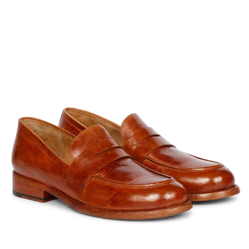 Saint Micola Cognac Leather Moccasins