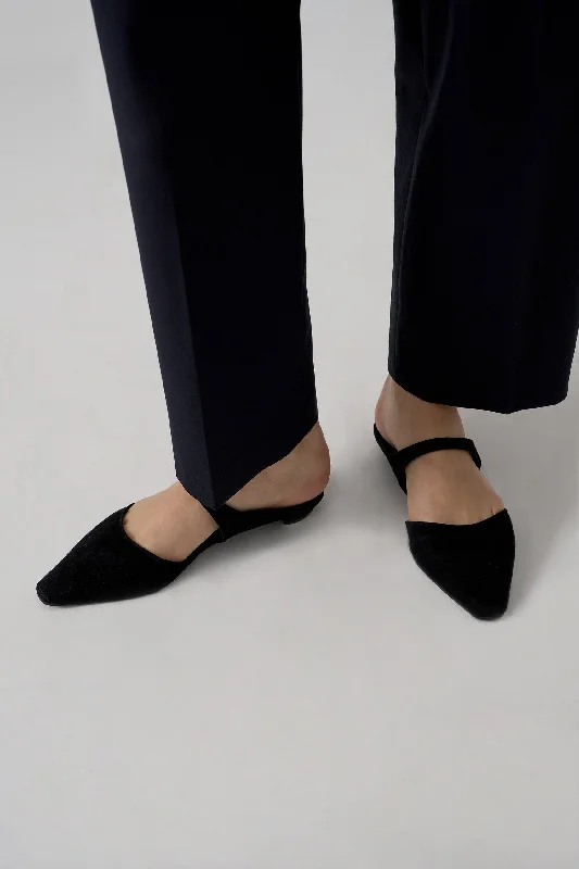 Sance Suede Closed Toe Flats, Black