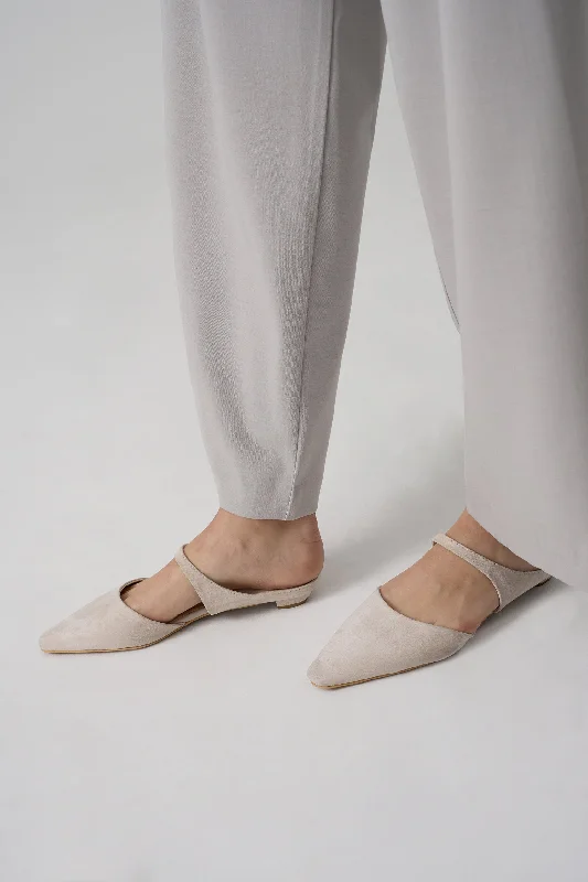 Sance Suede Closed Toe Flats, Cream