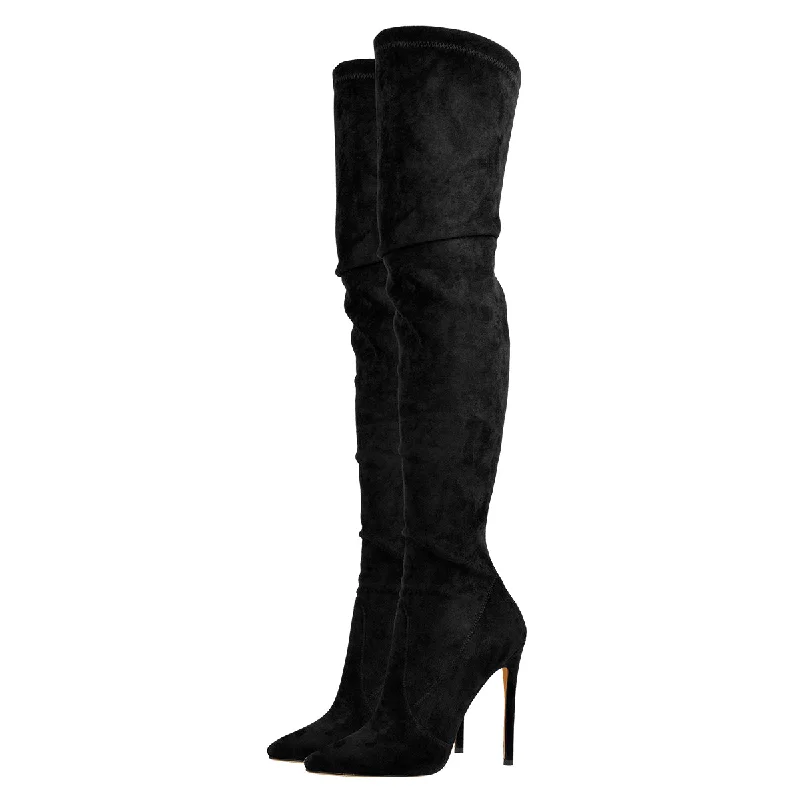 Stretch Over the Knee High Boots Pointed Toe Stiletto Booties