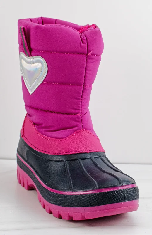 Yulie 07Y Little Girl's Heart Mid Calf  Snow Boots