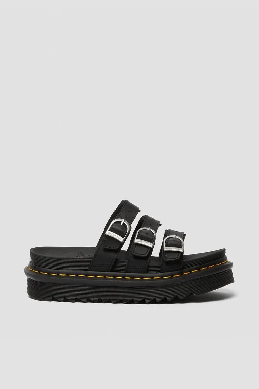 Blaire Slide Leather Sandal - Black Hydro