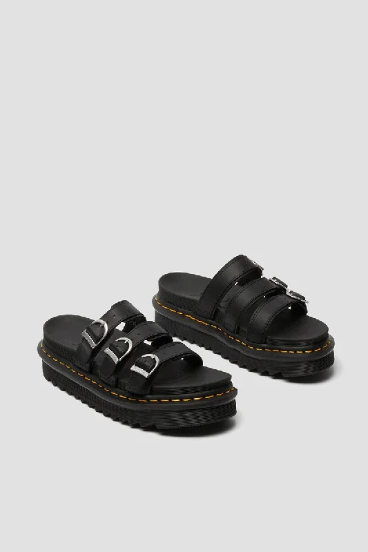 Blaire Slide Leather Sandal - Black Hydro