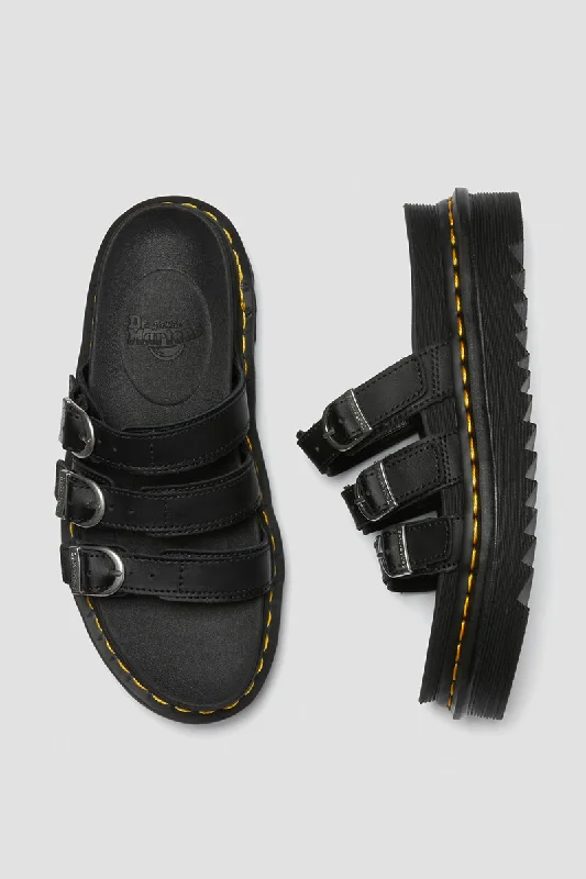 Blaire Slide Leather Sandal - Black Hydro