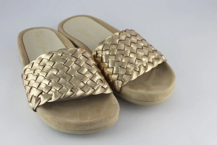 Soft Gold Woven Leather Mule