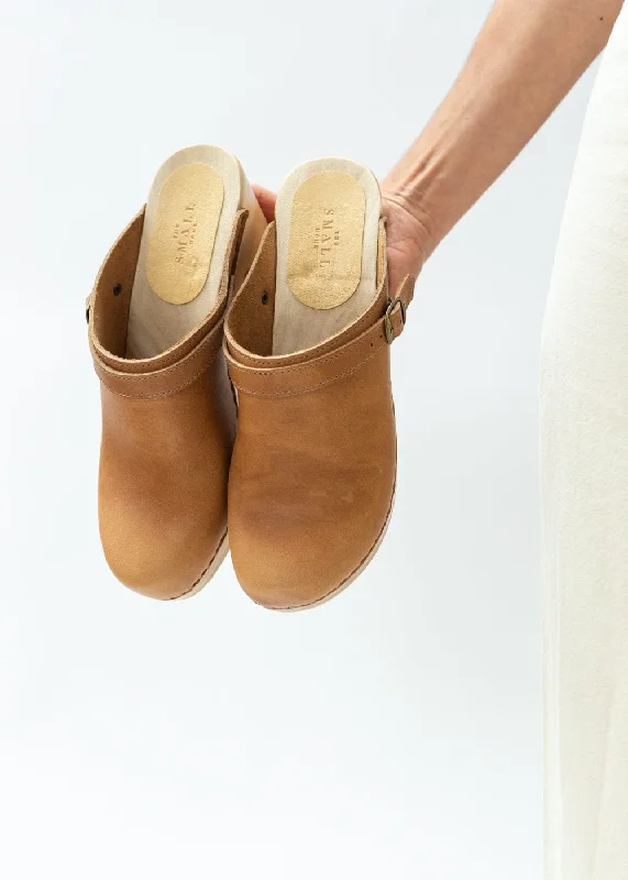 High Heel Clogs – Tan Leather