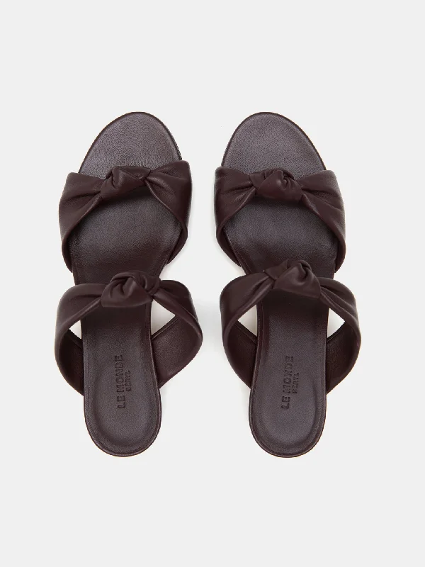 Knot Sandal Kitten Heel / Bordeaux Leather