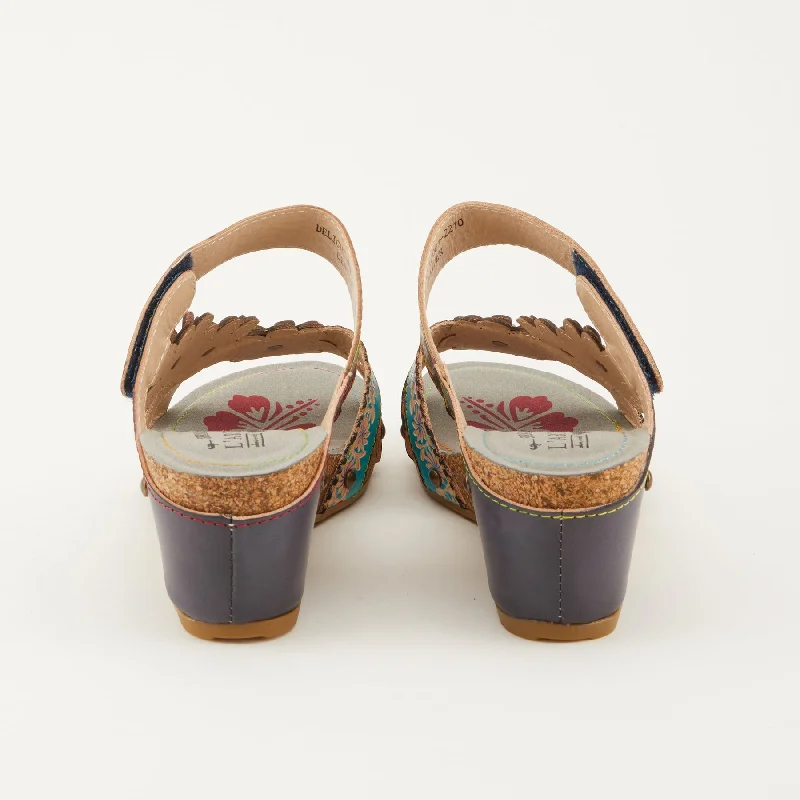 L'ARTISTE  'DELIGHT' Navy Multi Leather Sandals