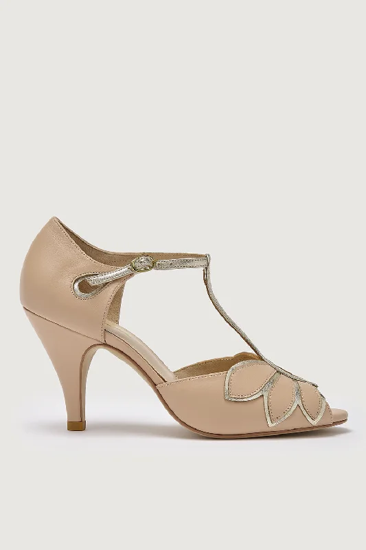 Mimosa Blush Leather T-bar Shoes