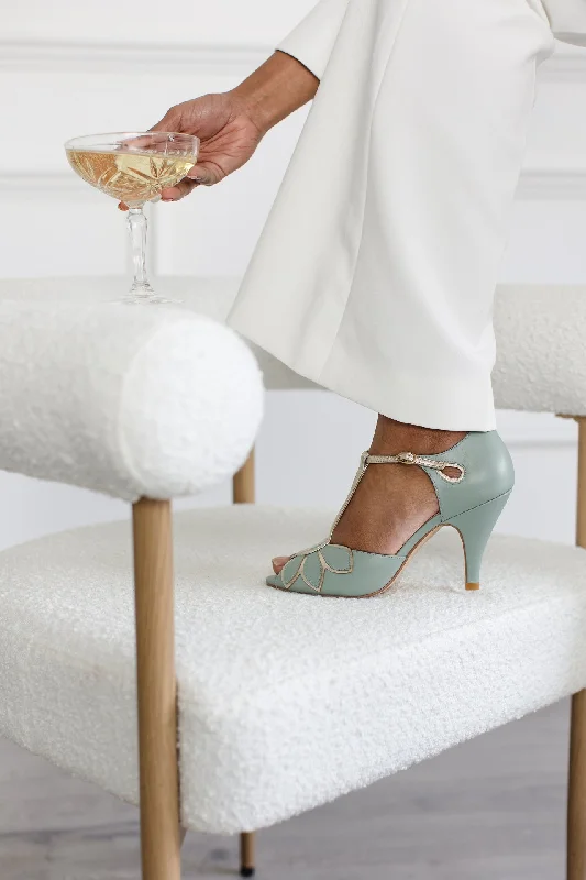 Mimosa Mint Leather T-bar Shoes