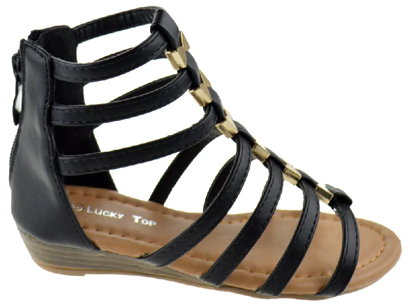 Avery-1K Girl's Gladiator Wedge Sandals