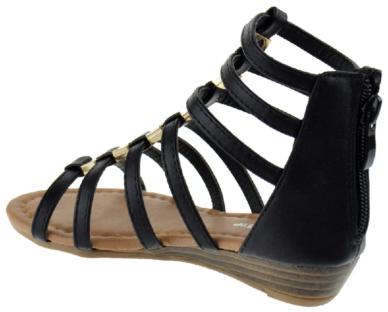 Avery-1K Girl's Gladiator Wedge Sandals