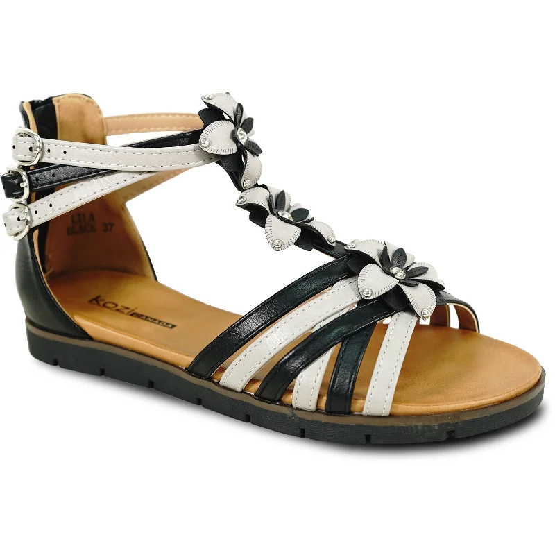 KOZI Women Sandal LILA Comfort Flat Sandal Black