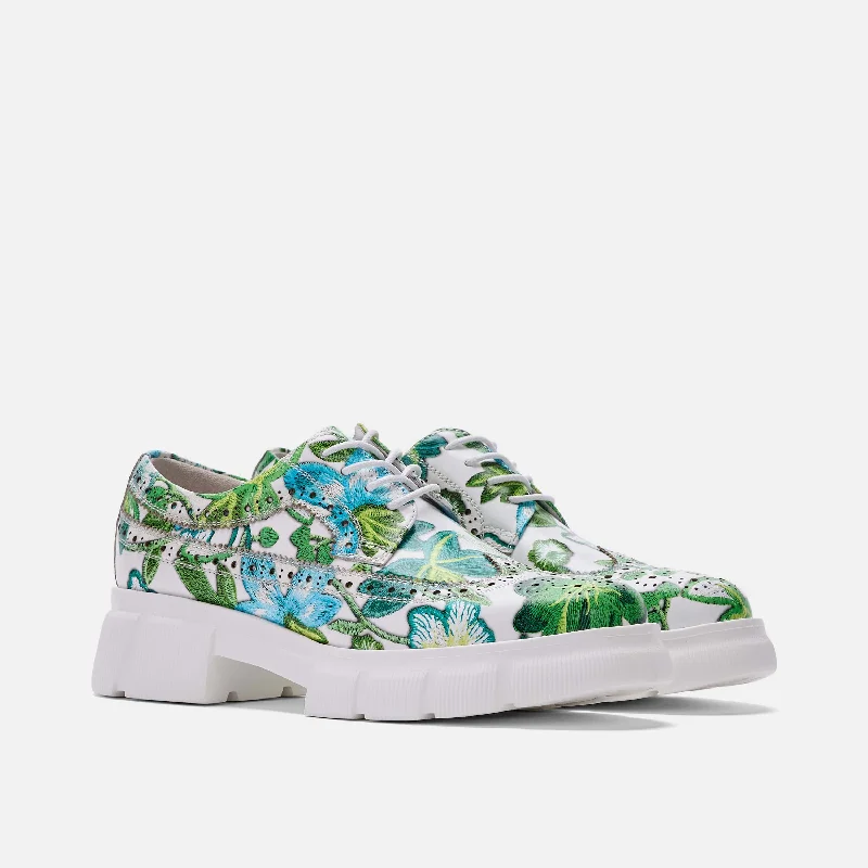 Ms. Alexander Green Floral Leather Lug Wingtip Derby