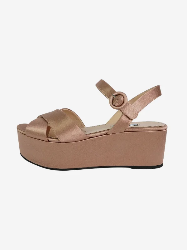 Pink cross-strap platform sandals - size EU 40