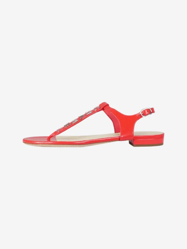 Red T-strap sandals - size EU 38