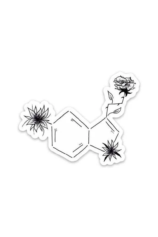 Black and White Serotonin Symbol Sticker