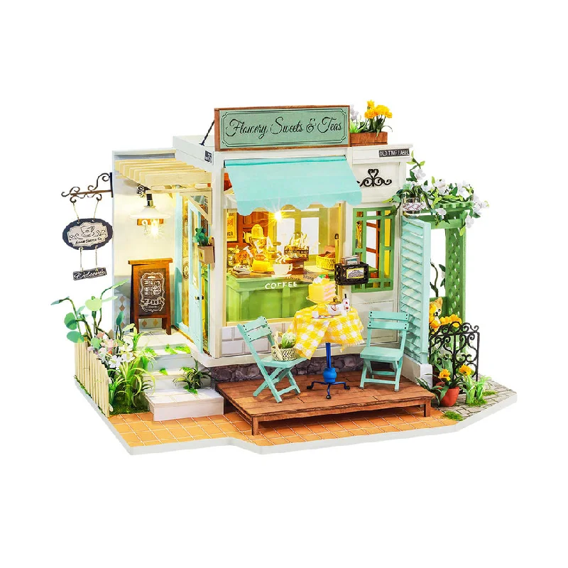 DIY Miniature Dollhouse Kit: Flowery Sweets & Teas