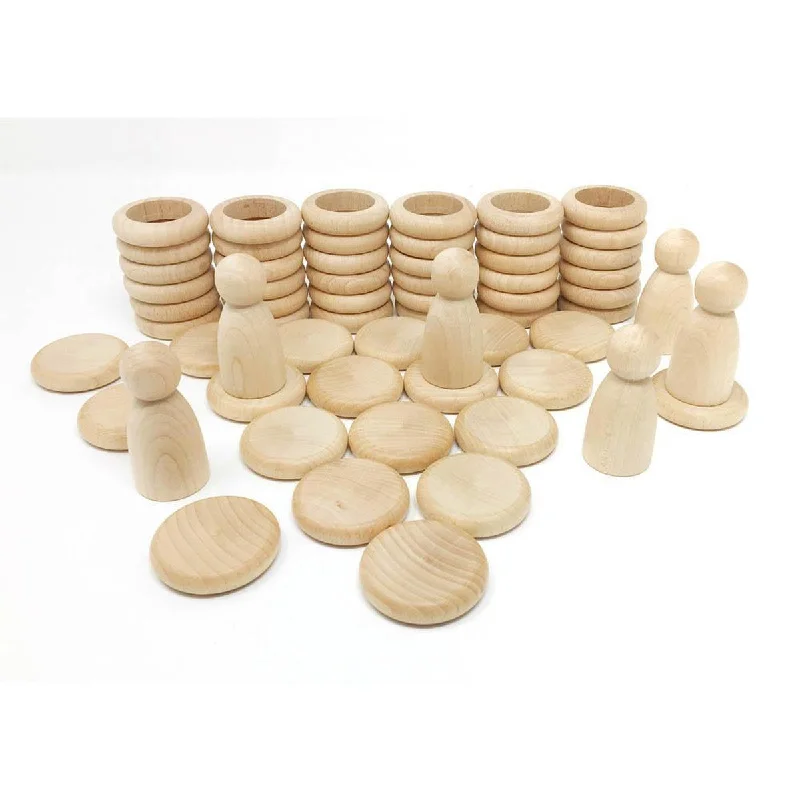 Grapat natural wood nins, rings & coins