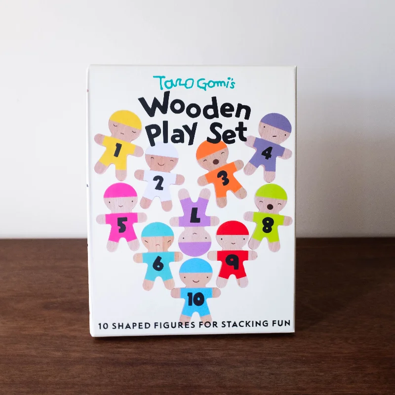 Taro Gomi's Wooden Play Set: 10 Shaped Figures for Stacking Fun