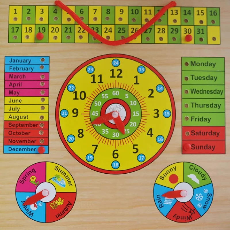 Calendar Clock Toy for Kids Learning (Hanging)