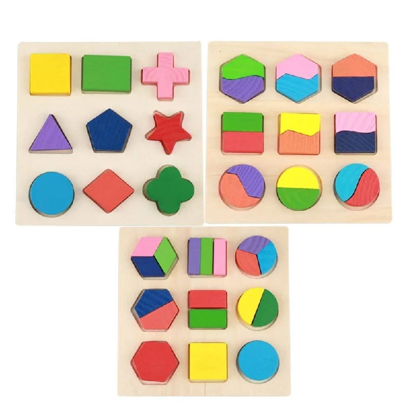 Geometry Shape Sorter Puzzle Boards Matching Jigsaw Building Blocks