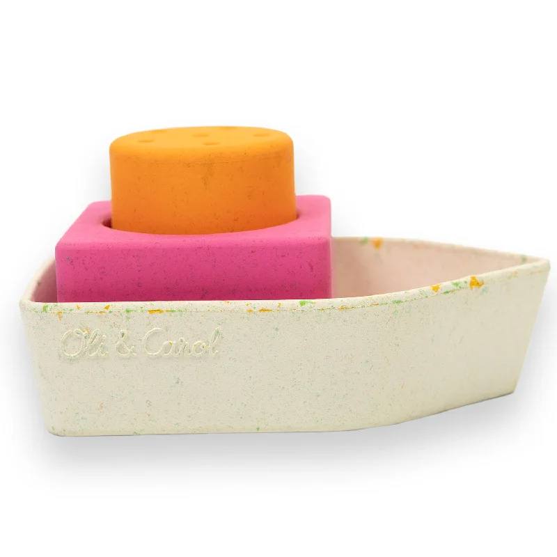 Upcycled Rubber Bath Toy Boat Orange