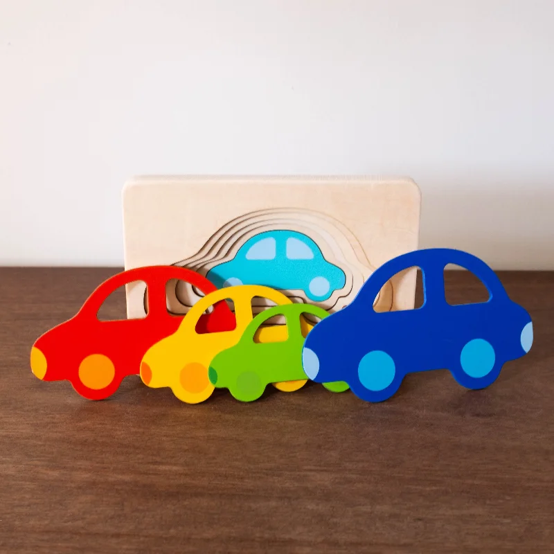 Wooden Car Lift Up Stacking Puzzle