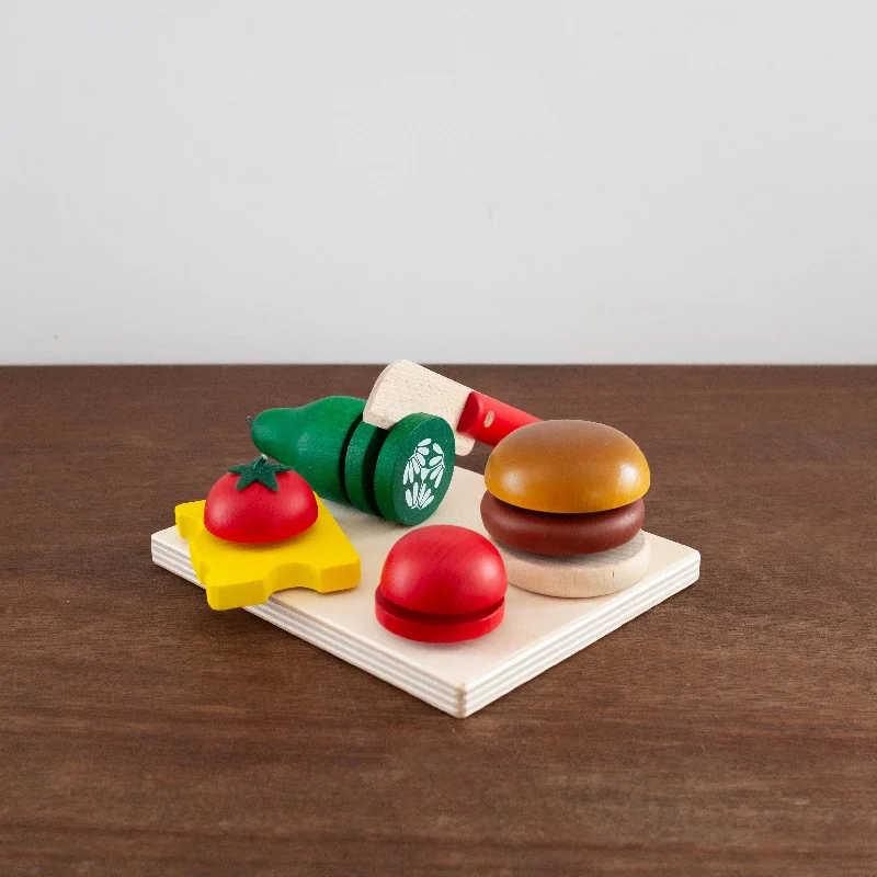 Wooden Cheeseburger Cut Up Toy Set