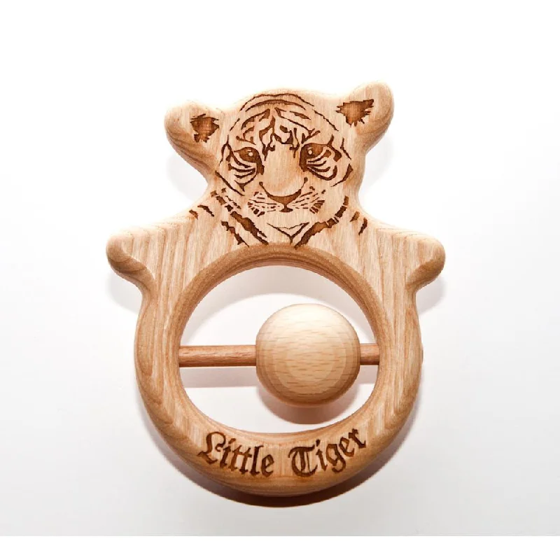 wooden tiger rattle teether