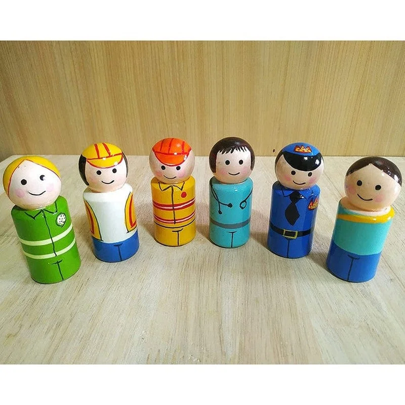 Wooden  Peg Dolls- Essential Workers - Pack of 6