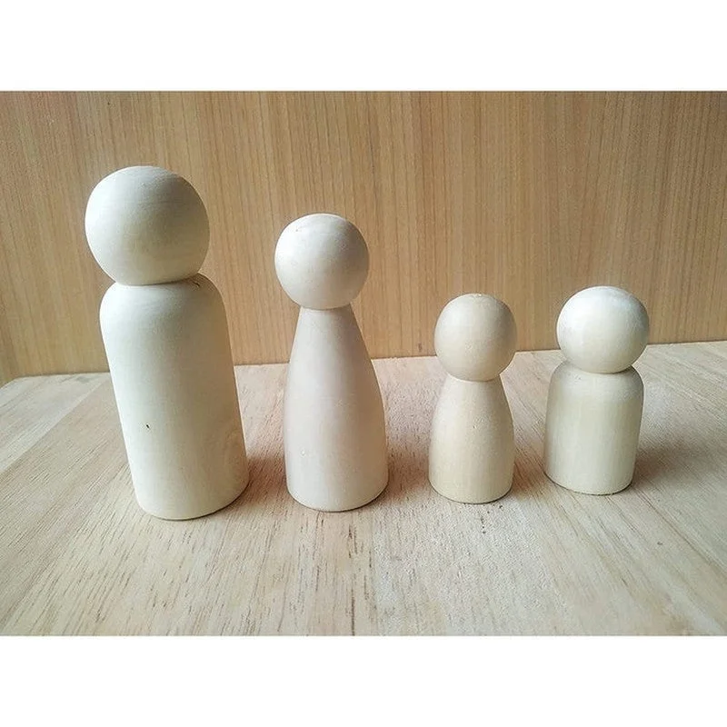 Peg Dolls Wooden Peg Dolls  - Pack of 4 pcs