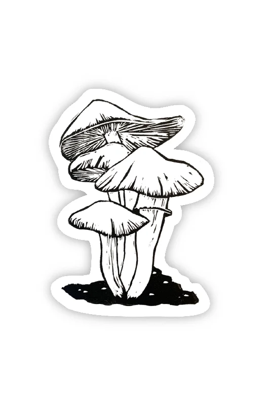 Mushrooms Nature Sticker (Black and White)